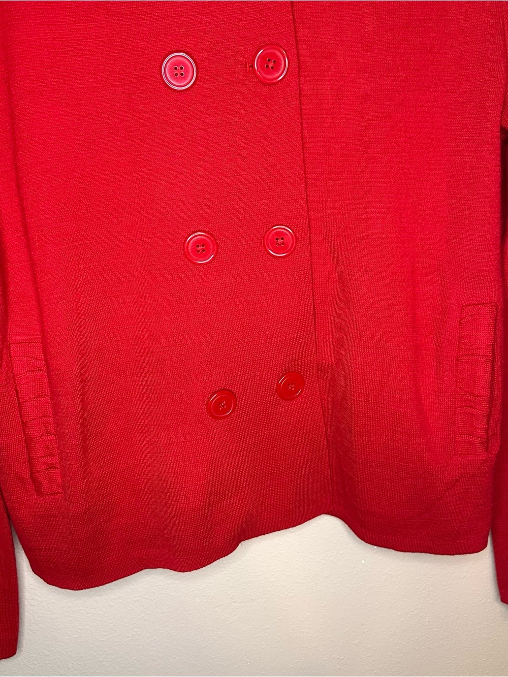 Coldwater Creek Vibrant Red Knit Top with Double Breast Detail - Picture 2 of 7